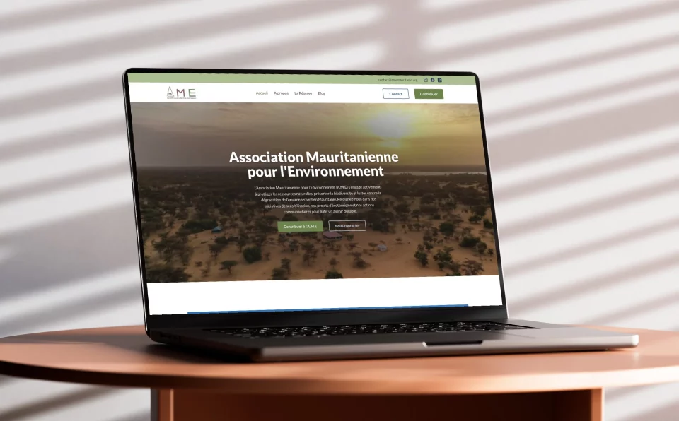 Page d'accueil du site vitrine de l'Association Mauritanienne pour l'Environnement